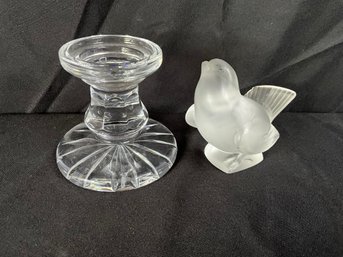 Lalique Sparrow Bird And Waterford (read Description)