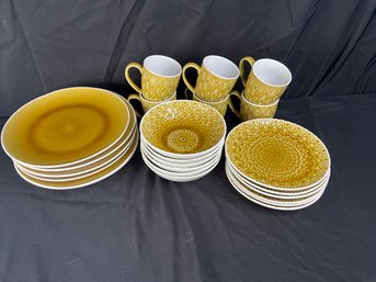 Yellow Euro Ceramica Pottery Set Plates Mugs