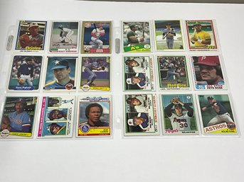 2 Pages Of Vintage Baseball Cards With Nolan Ryan, Yaz, Rose, Henderson And More