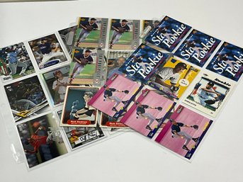3 Pages Of Baseball Rookies, Prospects And First Year Cards With Jeter, Johnson, Nomar & More