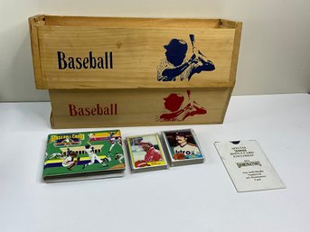 Baseball Collectibles Lot With Cards, Mini Binder And Wooden Holders