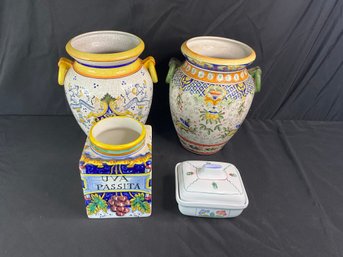 2 Large Decorative Vases/urns Plus 2 Smaller Pieces