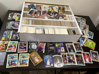 4 Row Box Of Baseball And Basketball Cards