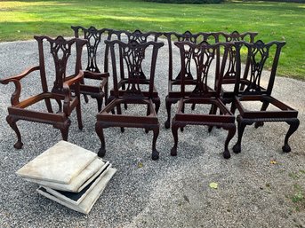 Vintage Carved Chippendale Style Side Chairs With Ball In Claw Feet Plus 2 Captains Chairs