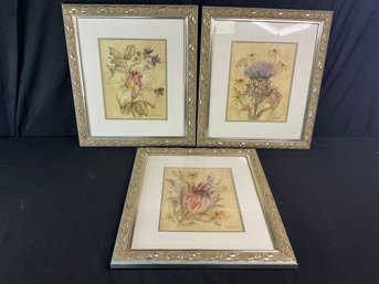 3 Matching Floral Art Wall Hangings