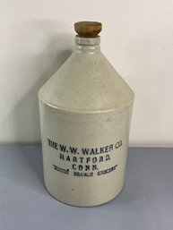 Vintage The W. W. Walker Co Hartford Conn Boston Branch Grocery Stoneware Jug