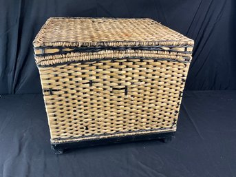 Large Covered Wicker Basket