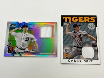 Casey Mize 2021 Topps & Topps Chrome Rookie Jersey Relic Cards