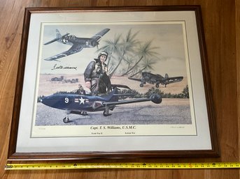 Large Ted Williams  'A Time To Serve' Lithograph By Lewis Watkins 377/500
