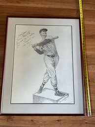 Ted Williams Personalized Note On Armond La Montagne Sketch