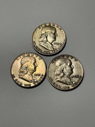 Group Of 3 Silver Franklin Half Dollars