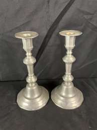 Pair Of Vintage French Pewter Candlesticks