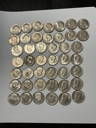 Large Group Of 44 JFK Kennedy Half Dollar Coins