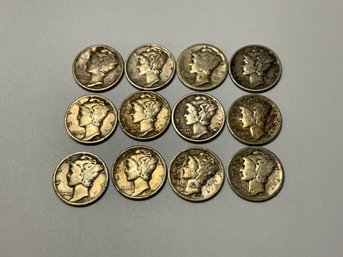 12 Silver Mercury Dimes