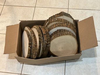 Box Of Natural Cut Wood Slices For Crafts And Displays