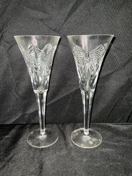 Pair Of Waterford Crystal Millennium Series Champagne Flutes
