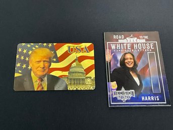 Donald Trump Gold Foil Card And Kamala Harris Road To The White House Letter I Card