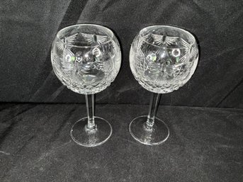 Pair Of Waterford Millennium Peace Wine Glasses