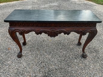 Chippendale Style Tessellated Carved Mahogany Console Table