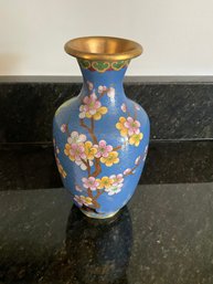 Vintage Blue Cherry Blossom Small Cloisonn Vase