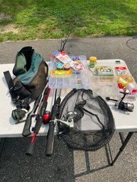 Trout Fishing Lot With Lures, Net, Storage, Line, Rods And Reels