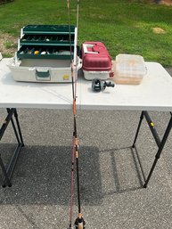 Bass Fishing Lot With A Lot Of Lures, Tackle Boxes, Rods, Reels And More