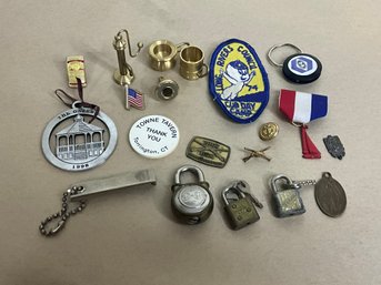 Pins, Vintage Locks, Mini Brass, Patch And Other Items