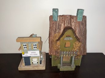 2 Decorative Wooden Birdhouses