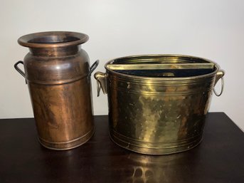 Modern Metal Milk Jug And Divided Basket Decor Pieces
