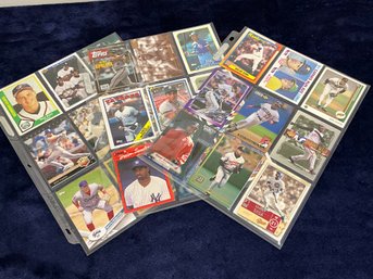 3 Pages Of Mixed Baseball Cards Deon Sanders, Griffey Jr, Sammy Sosa And Many More Stars