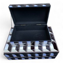 Set Of Fornasetti Style Pair Boxes  Lacquer Storage Solution For Jewelry And Keepsakes