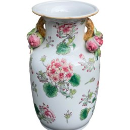 Lovely Famille Rose Florals And Fruit White Porcelain Vase