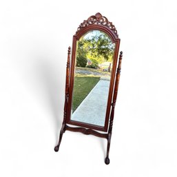 Vintage Solid Wood Full Length Vanity Dressing Mirror, Hand Carved