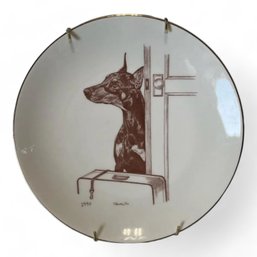 1992 Doberman Pinscher Decorative Plate , Limited Edition 1 Of 200, Laurelwood Lehigh Valley