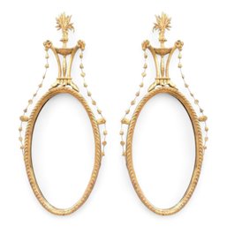 Spectacular Pair Of Neoclassical Style Oval Mirrors