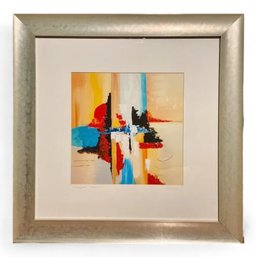 Belisario Manrique Signed Modern Painting In Silver Frame