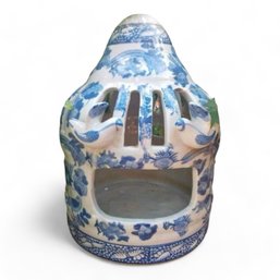 Vintage Blue And White Chinoiserie Bird House Asian Floral And Bird Motif