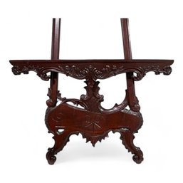 Large Victorian Carved Mahogany Art Easel