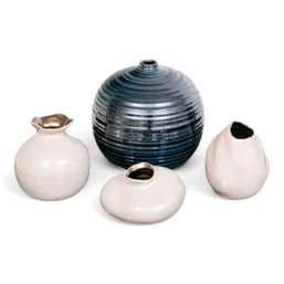 Decorative Grouping Of Glazed Ceramic Vases