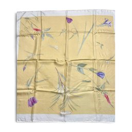 Salvatore Ferragamo Beige Floral Silk Scarf