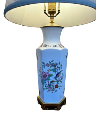 Brass And Porcelain Floral/bird Theme Table Lamp