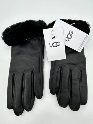 Ugg Black Leather Gloves - New With Tags