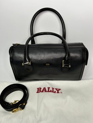 Bally Black Leather Purse Handbag With Dust Cover