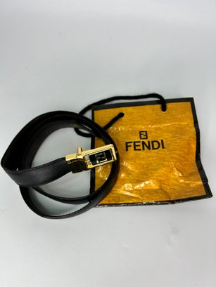Vintage Fendi 1980's Leather And Brass Womens Belt