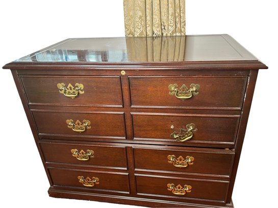 Sligh 2 Drawer Wood And Brass File Cabinet