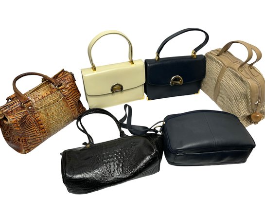Collection Of Vintage Leather Hand Bags Purses: Koret, Sharif, Brahmin, Lederer,