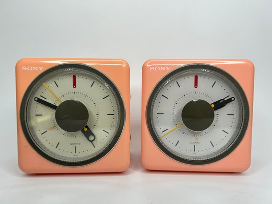 Vintage Pink Sony Am/Fm Clock Radios