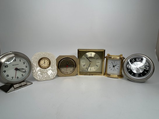Vintage Clock Collection Lot Of 6: Seiko, Bulova Lenox, Westclox  #2047