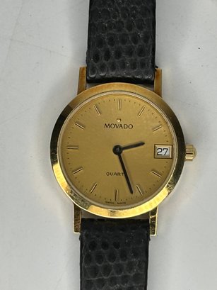 Vintage Movado Quartz 18k Gold Case Swiss Made Watch