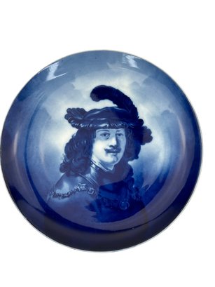 RC German Delft Rembrandt Self Portrait Flow Blue Plate